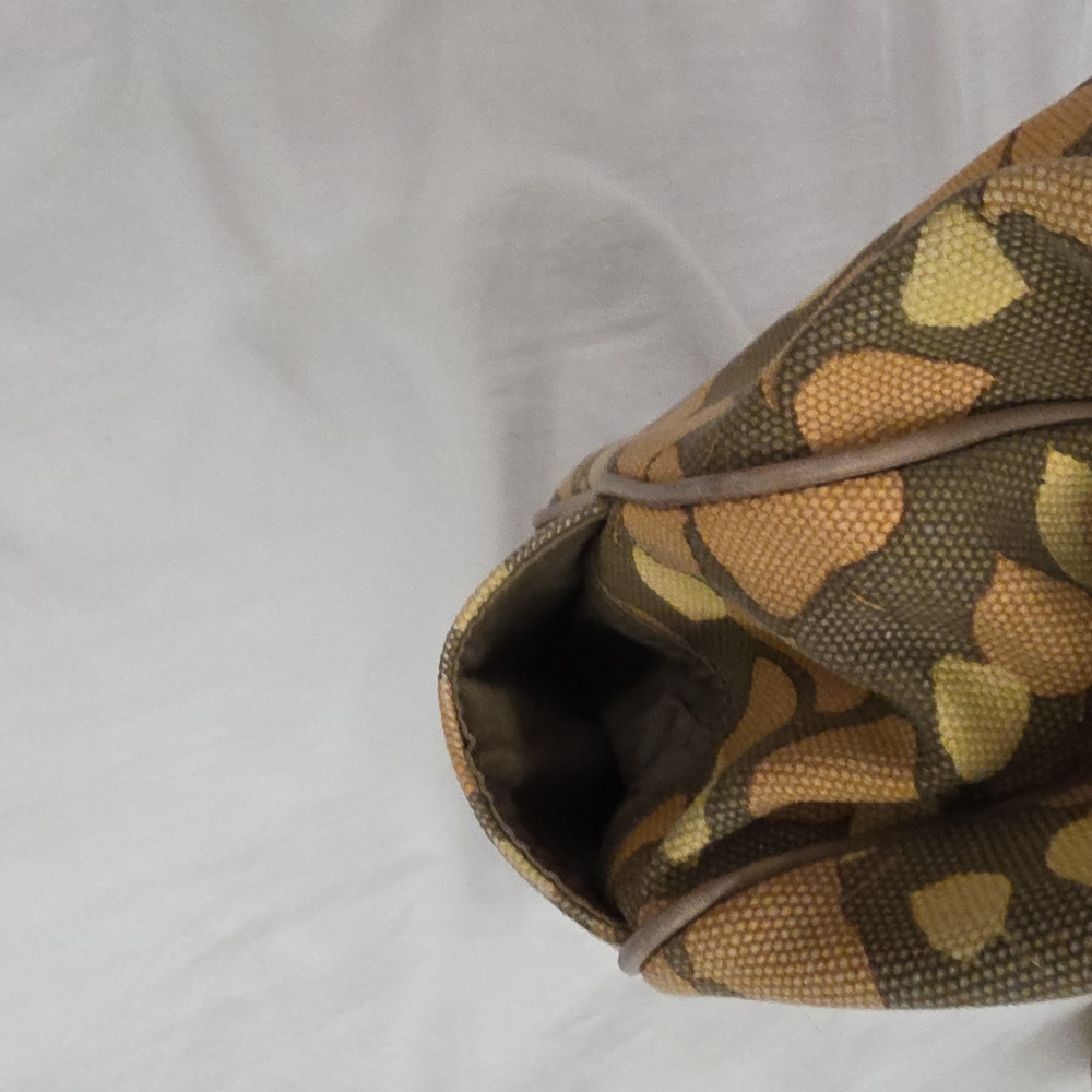 Hayden Harnett Canvas Leather Tote Bag Kiss Lock Multicolor Print Missing Strap - Picture 6 of 11